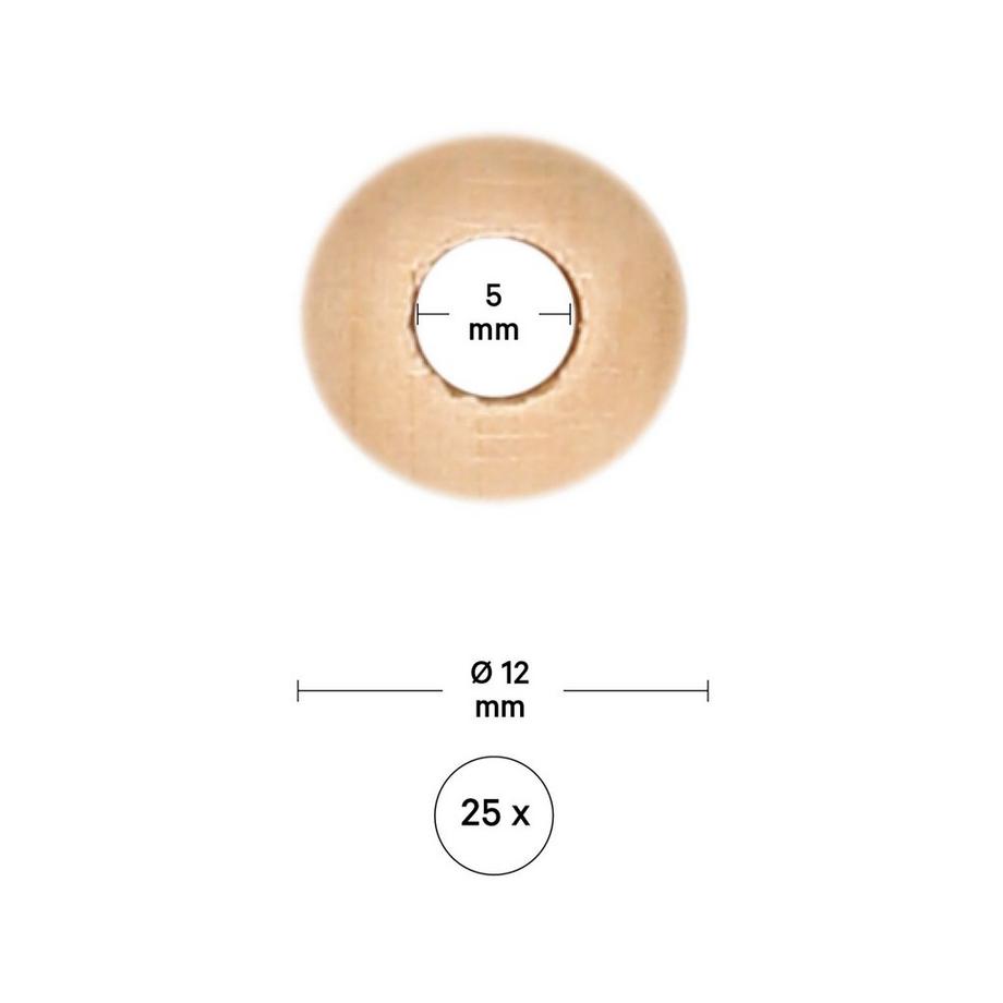 I am Creative Boule en bois Perles en bois, 10 mm, 35 p. 