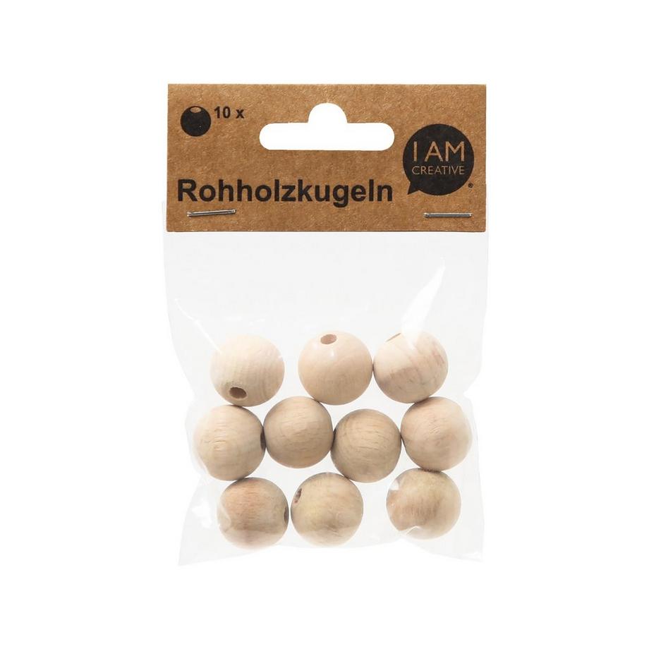 I am Creative Boule en bois Perles en bois, 10 mm, 35 p. 