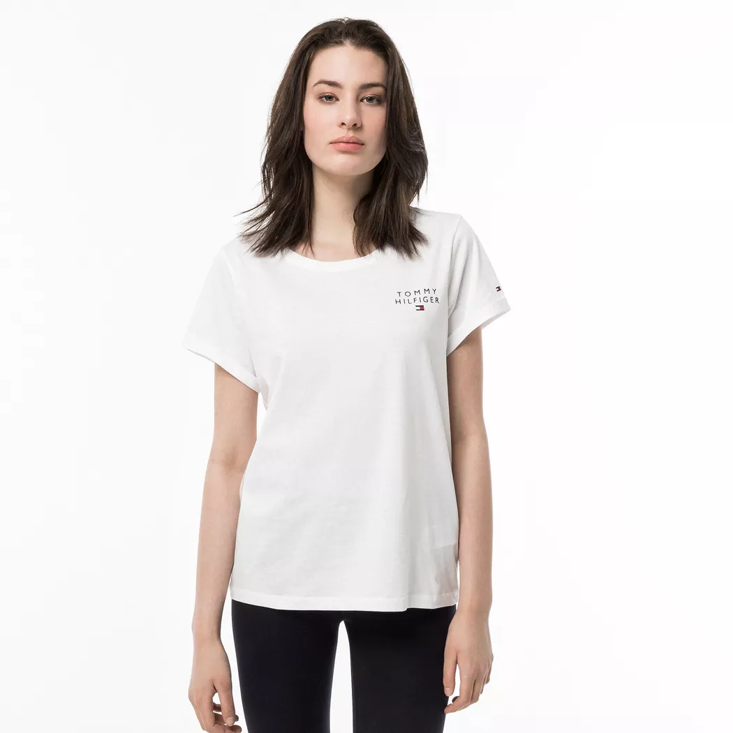 Tommy Hilfiger T-shirt à Manches Courtes Uw0uw04525 White L Femme