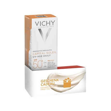 VICHY CS UV age SPF50 & Lift CS nuit Capital Soleil Anti-Fotoaging Gesichtspflege UV-AGE DAILY LSF50+ /PPD46 + Anti-Aging Pflege Liftactiv Collagen Specialist Geschenkt 