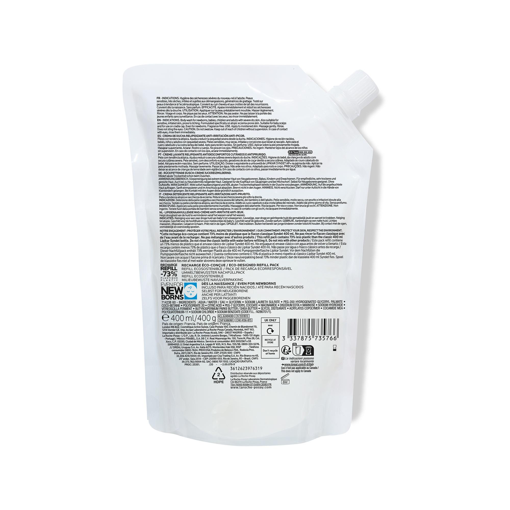 LA ROCHE POSAY Lipikar syndet AP Refill Lipikar Syndet AP+ Rückfettende Dusch-Creme, Nachfüllpack 