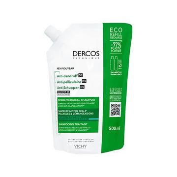 Recharge de shampooing antipelliculaire Dercos : shampooing apaisant à l'acide salicylique pour cheveux normaux à gras