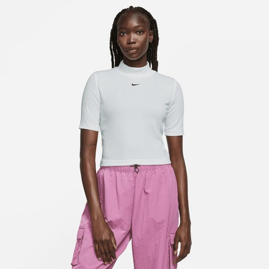 NIKE W NSW ESSNTL RIB MOCK SS TOP T-Shirt, Rollkragen, kurzarm 