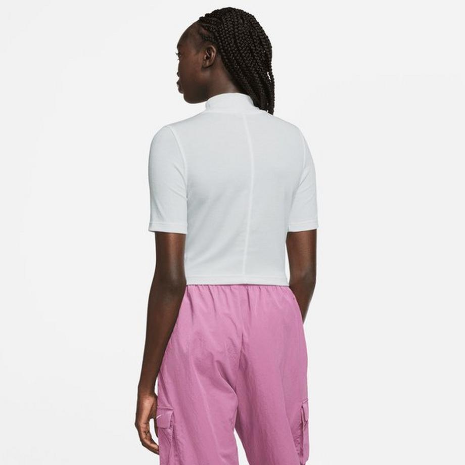 NIKE W NSW ESSNTL RIB MOCK SS TOP T-Shirt, Rollkragen, kurzarm 