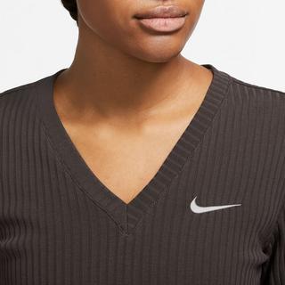 NIKE W NSW RIB JRSY LS VNK TOP T-shirt, col rond, manches longues 