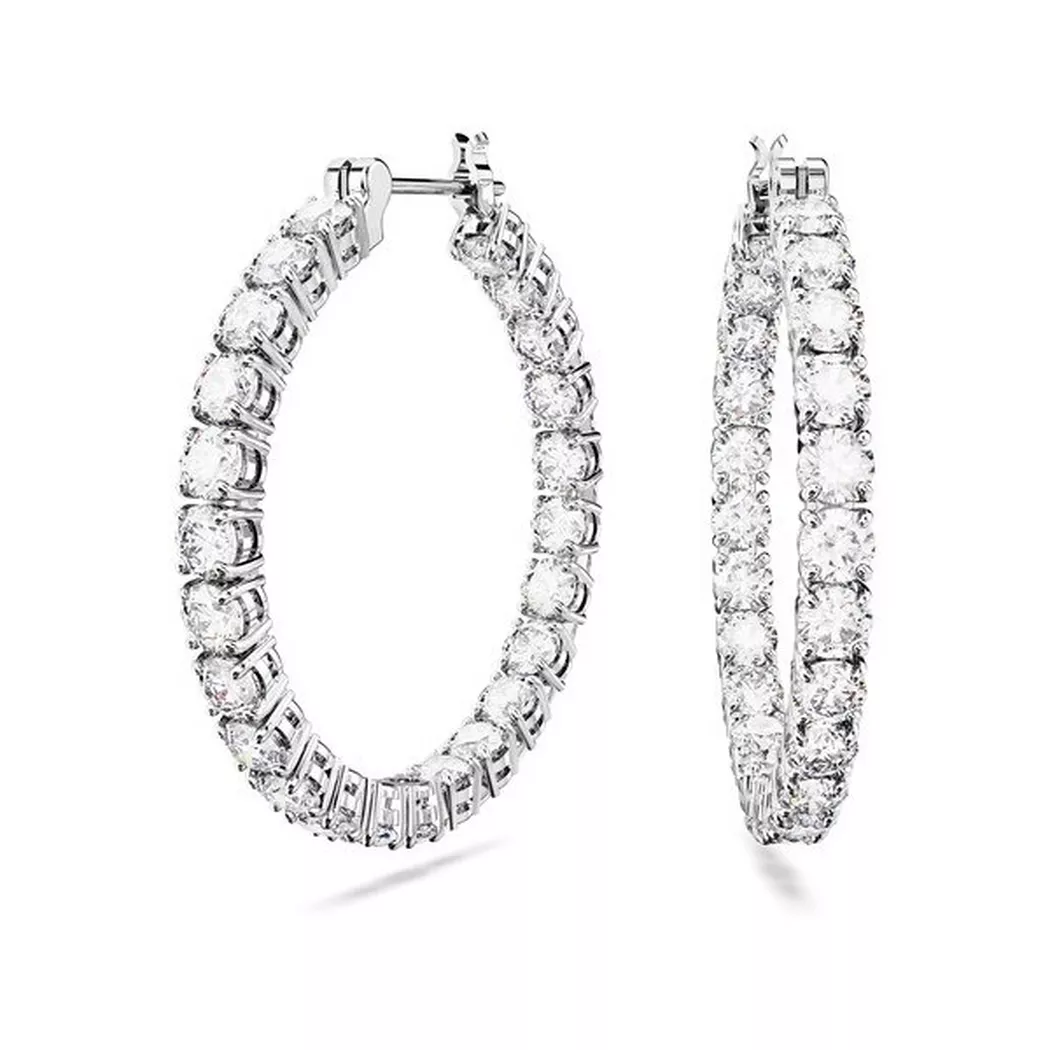 Paar Creolen SWAROVSKI "ERROR:N/A" Gr. S, silber (metallfarben, kristallweiß, kristallweiß), Ohrringe, Damen, S, Metall, mit Swarovski Zirkonia (synth.) 3
