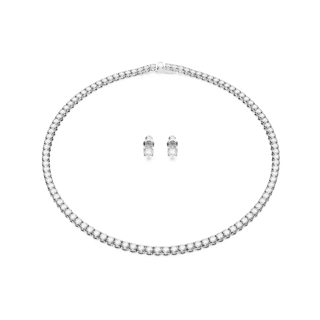 Swarovski - Set Collier/Ohrschmuck, Matrix, One Size, Silberfarben