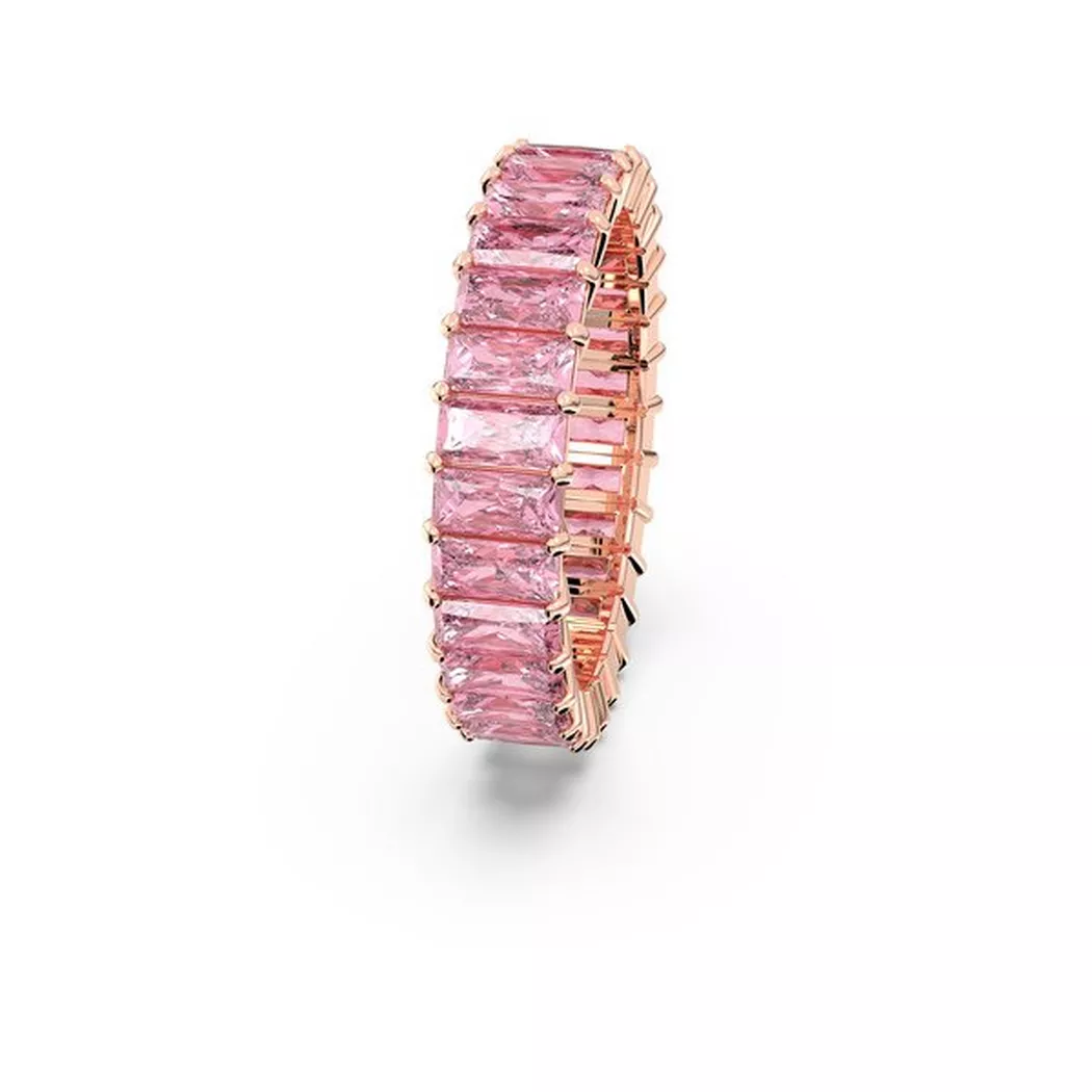 Fingerring SWAROVSKI "Schmuck Geschenk Matrix Ring" Gr. 58, rosa (roségoldfarben, pink), Fingerringe, Damen, 58, Metall, 4,7mm, Fingerring, mit Swarovski Zirkonia (synth.)