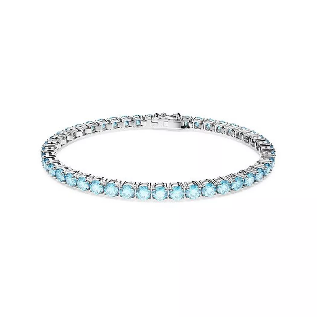 Armkette SWAROVSKI "Schmuck Geschenk Matrix Armband" Gr. M, blau (metallfarben, blau, aquamarine), Armbänder, Damen, M, Metall, Armkette, mit Swarovski Kristall 2