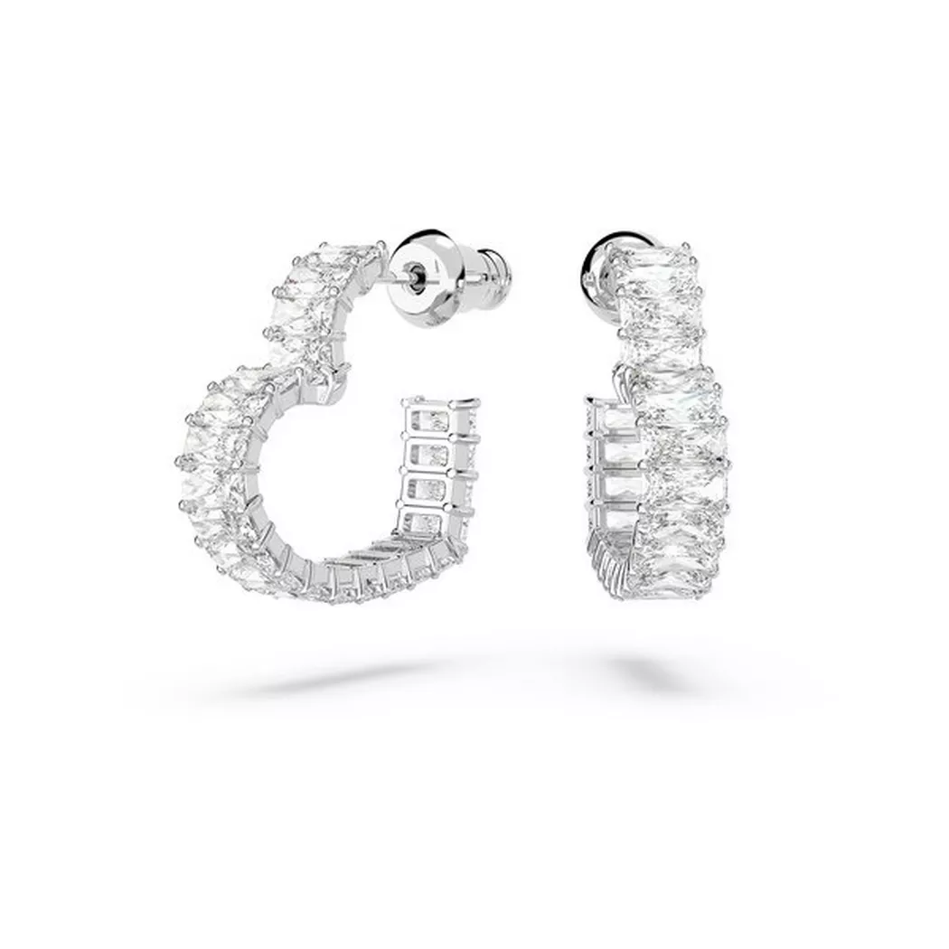 Paar Creolen SWAROVSKI "ERROR:N/A" Gr. S, silber (metallfarben, kristallweiß, kristallweiß), Ohrringe, Damen, S, Metall, mit Swarovski Zirkonia (synth.) 2