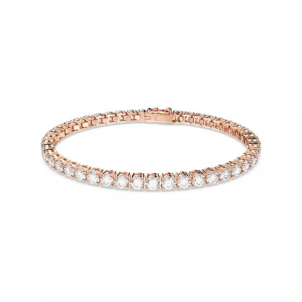 Armkette SWAROVSKI "Schmuck Geschenk Matrix Armband" Gr. XL, rosa (roségoldfarben, kristallweiß, kristallweiß), Armbänder, Damen, XL, Metall, Armkette, mit Swarovski Kristall