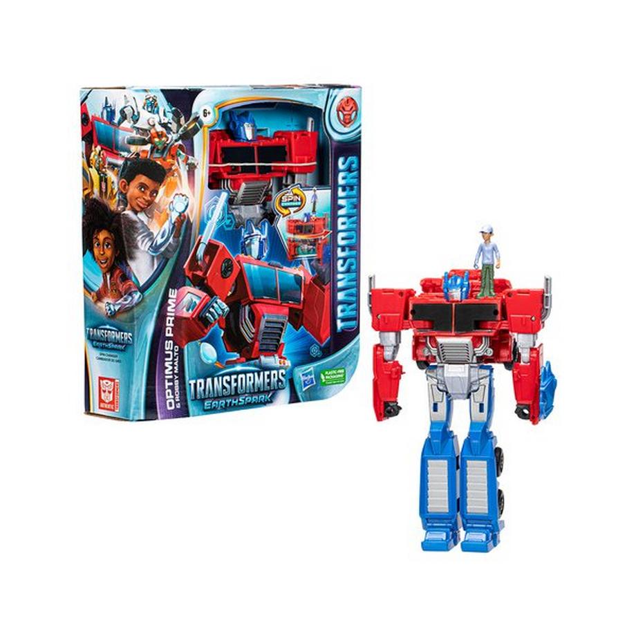 TRANSFORMERS  EarthSpark Spin Changer Optimus Prime und Robby Malto Figur 