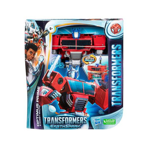 TRANSFORMERS  EarthSpark Spin Changer Optimus Prime et Robby Malto Figure 