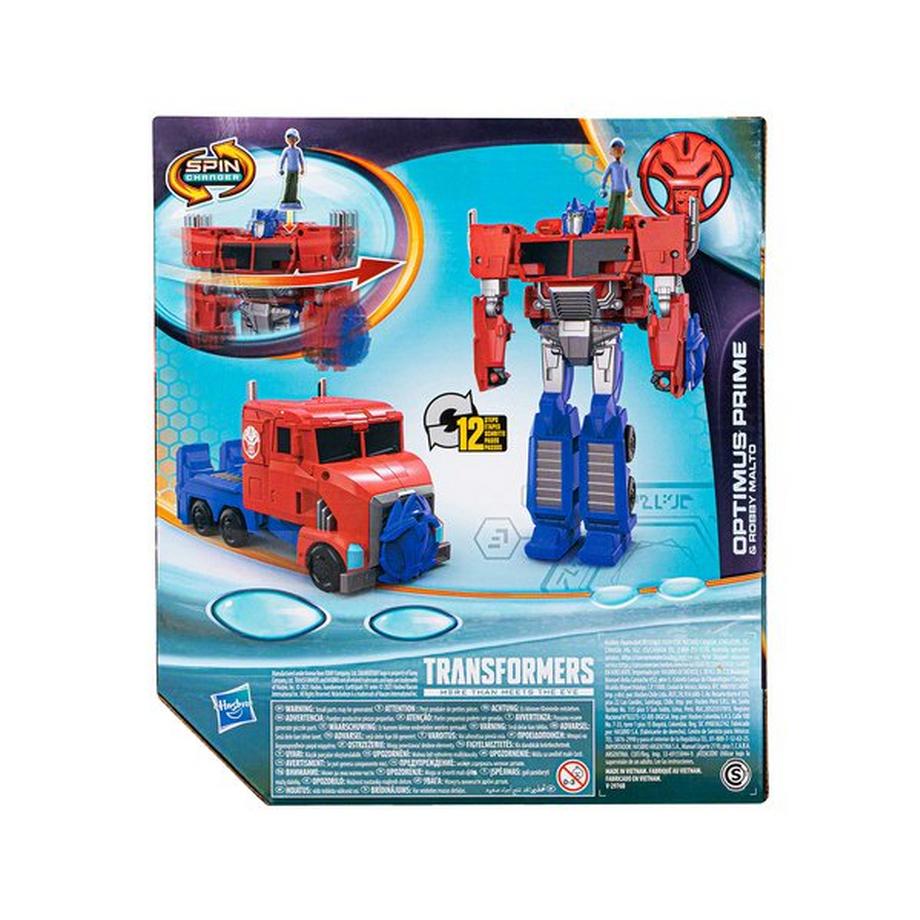 TRANSFORMERS  EarthSpark Spin Changer Optimus Prime und Robby Malto Figur 