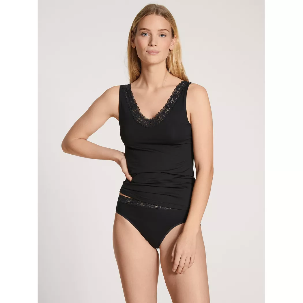 Slip CALIDA "Slip Natural Comfort Regular Cut Slip 1er Pack", Damen, Gr. 36-38, schwarz, Obermaterial: 92% Baumwolle CO. 8% Elasthan EL., Unterhosen Slip 2
