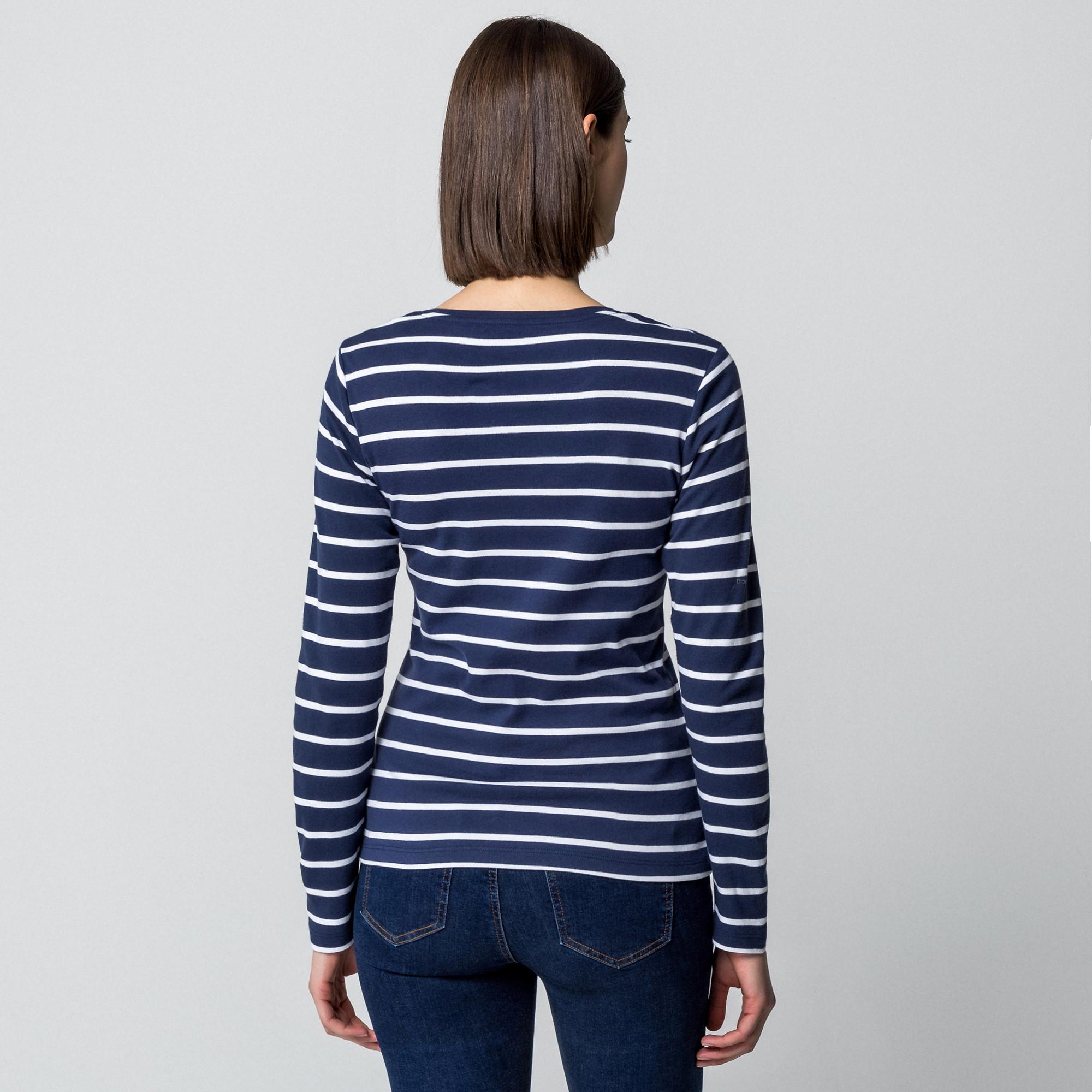 Manor Woman T-shirt a righe a maniche lunghe girocollo  