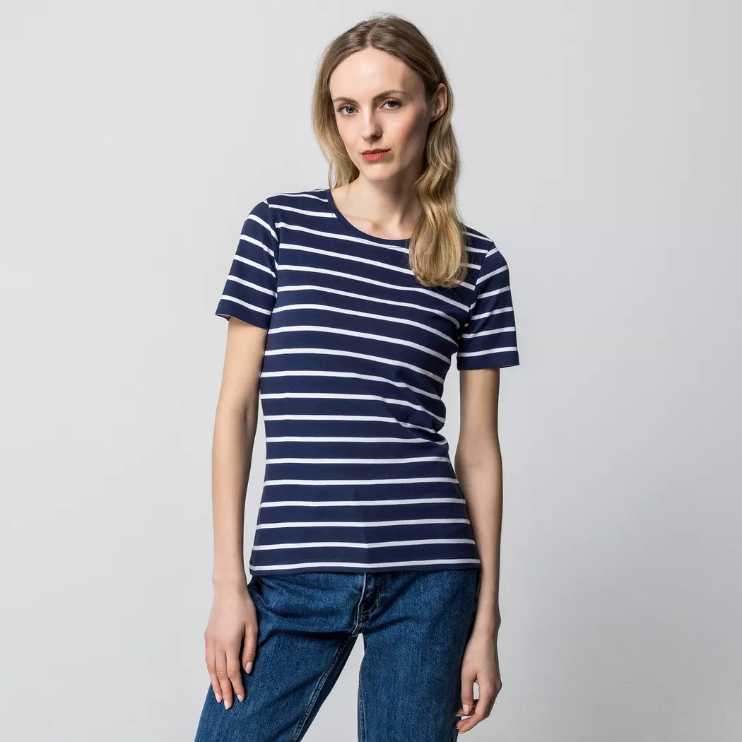 Manor Woman - T-Shirt, Rundhals, kurzarm, für Damen, Marine, Größe XS