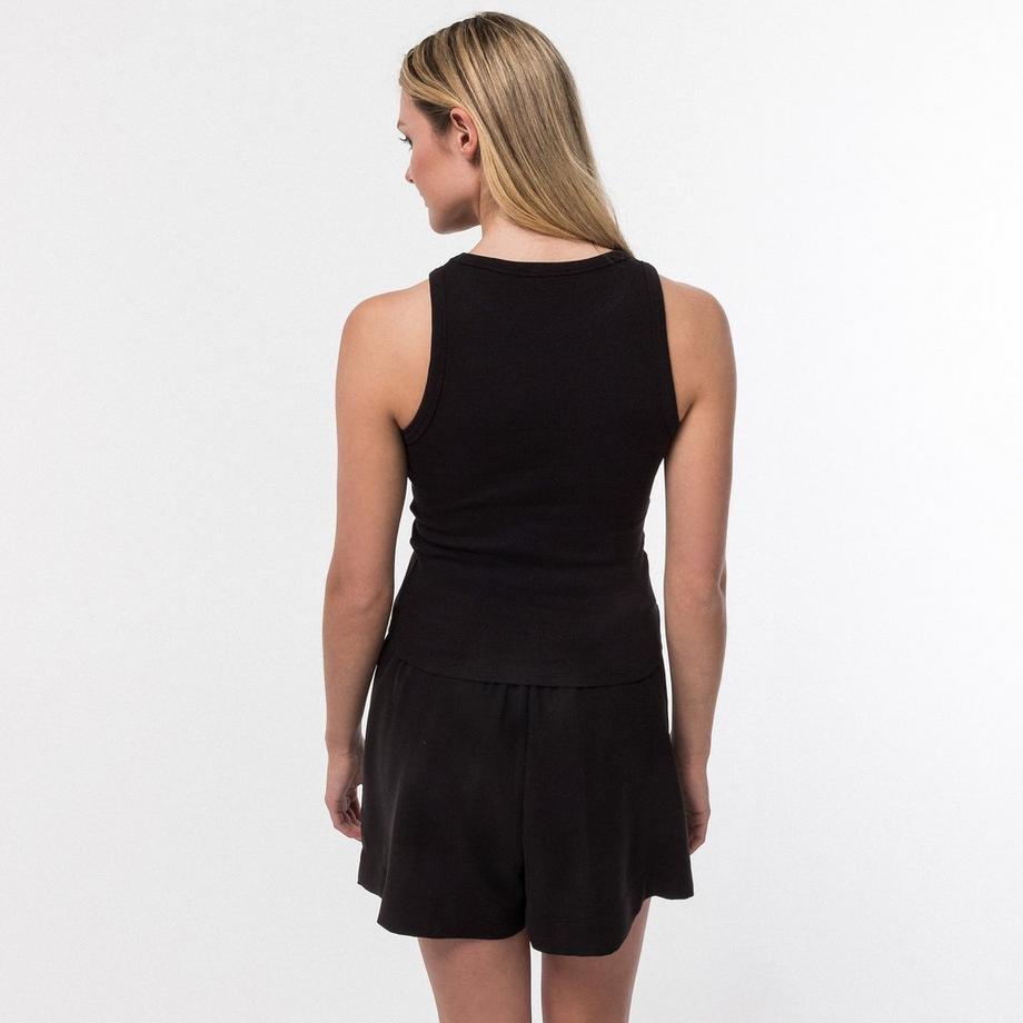 Manor Woman Top sans manches côtelé à col rond  