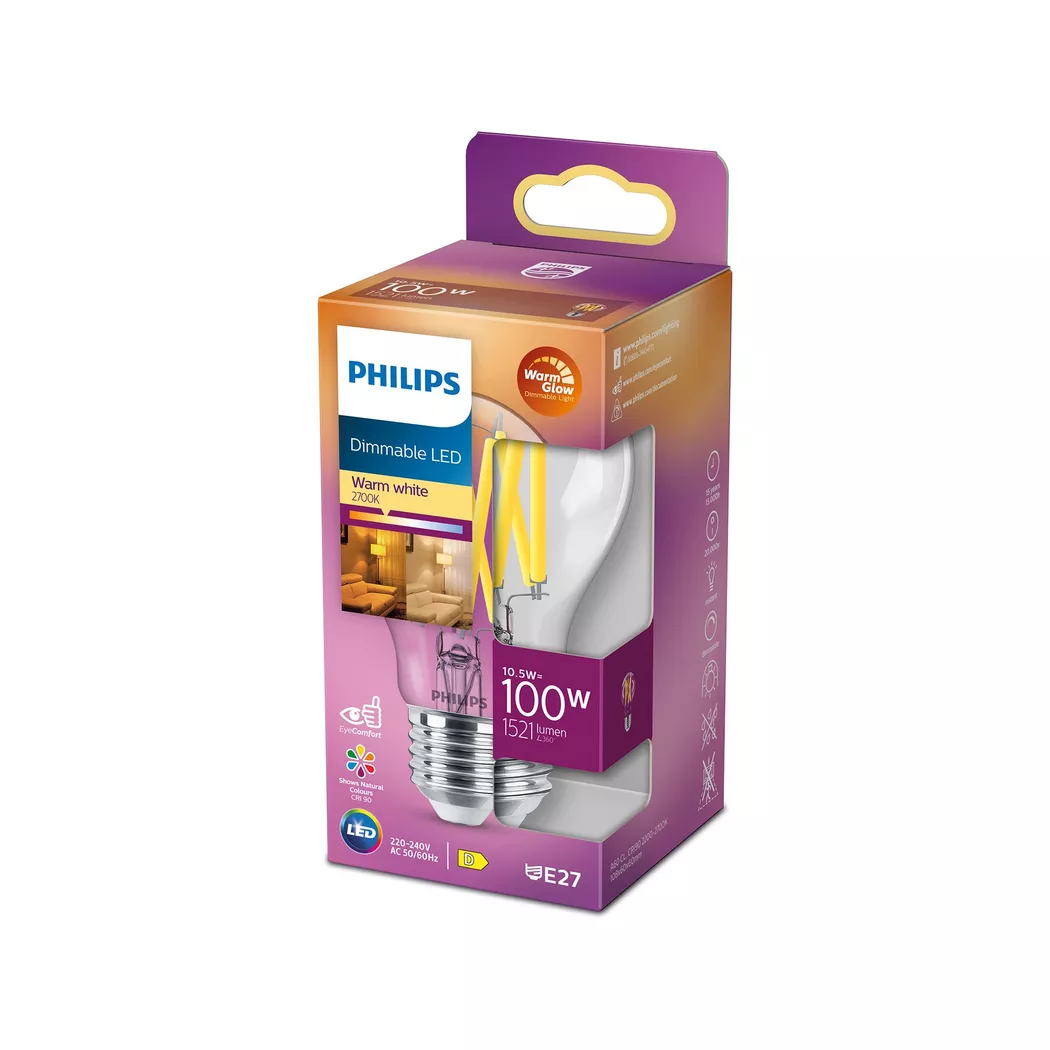 Philips LED 77751700 LED CEE D (A - G) E27 forme de poire 10.5 W = 100 W blanc neutre (Ø x L) 6 cm x 10.4 cm 1 pc(s) 4