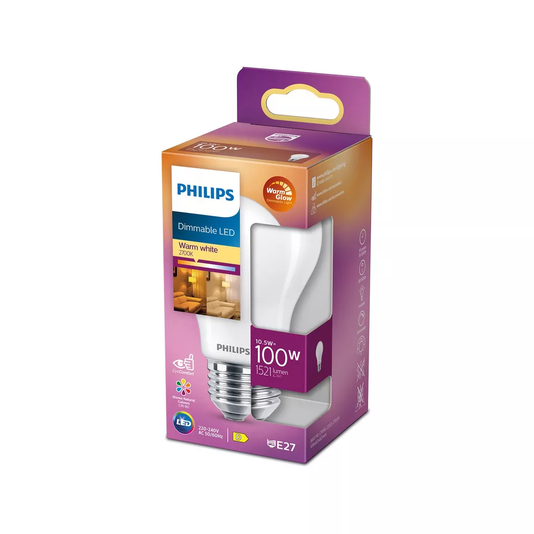 Philips LED 77751700 LED CEE D (A - G) E27 forme de poire 10.5 W = 100 W blanc neutre (Ø x L) 6 cm x 10.4 cm 1 pc(s) 3