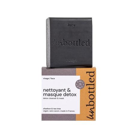 UNBOTTLED  Nettoyant & masque detox solide - Soin visage au charbon et arbre à thé 