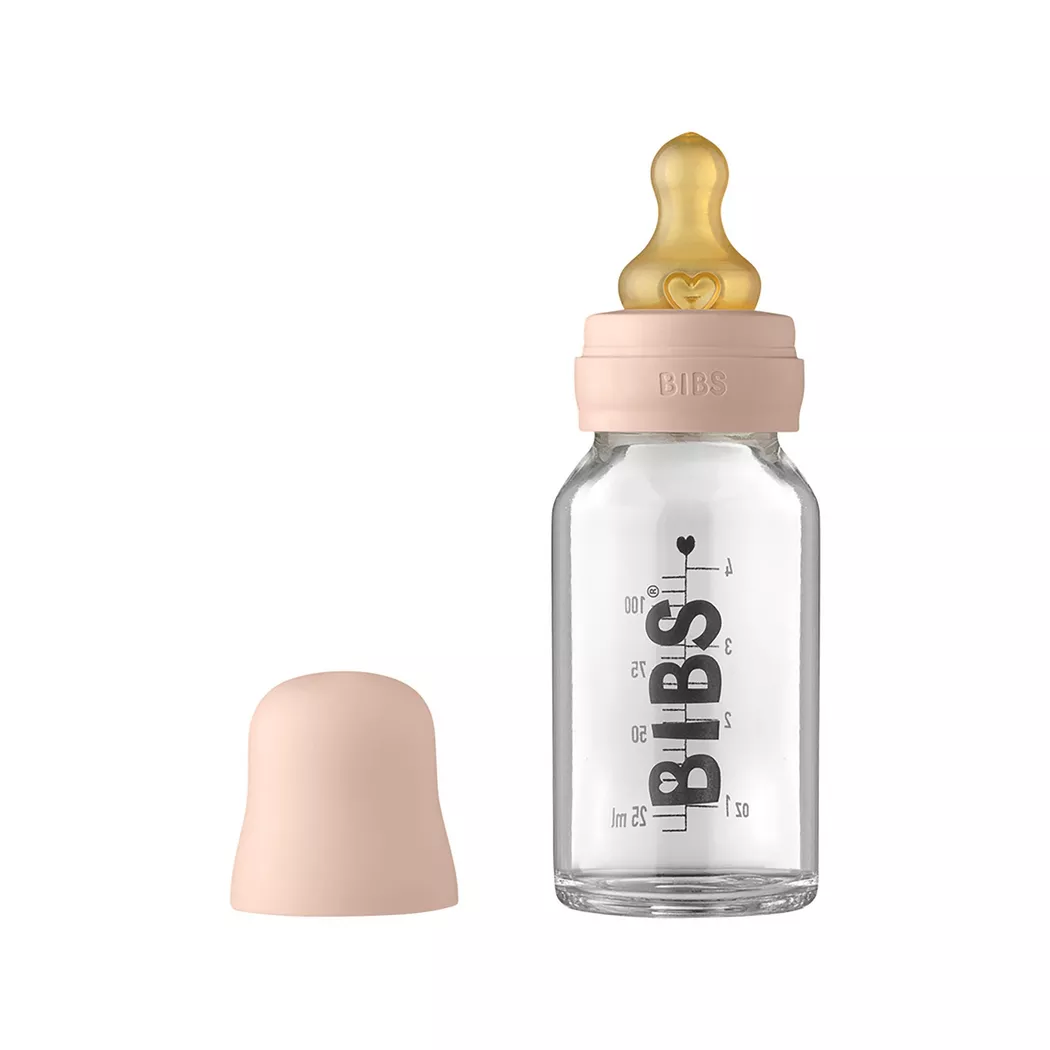 BIBS Baby Glass Bottle Naturgummi Slow Flow Blush 110 ml