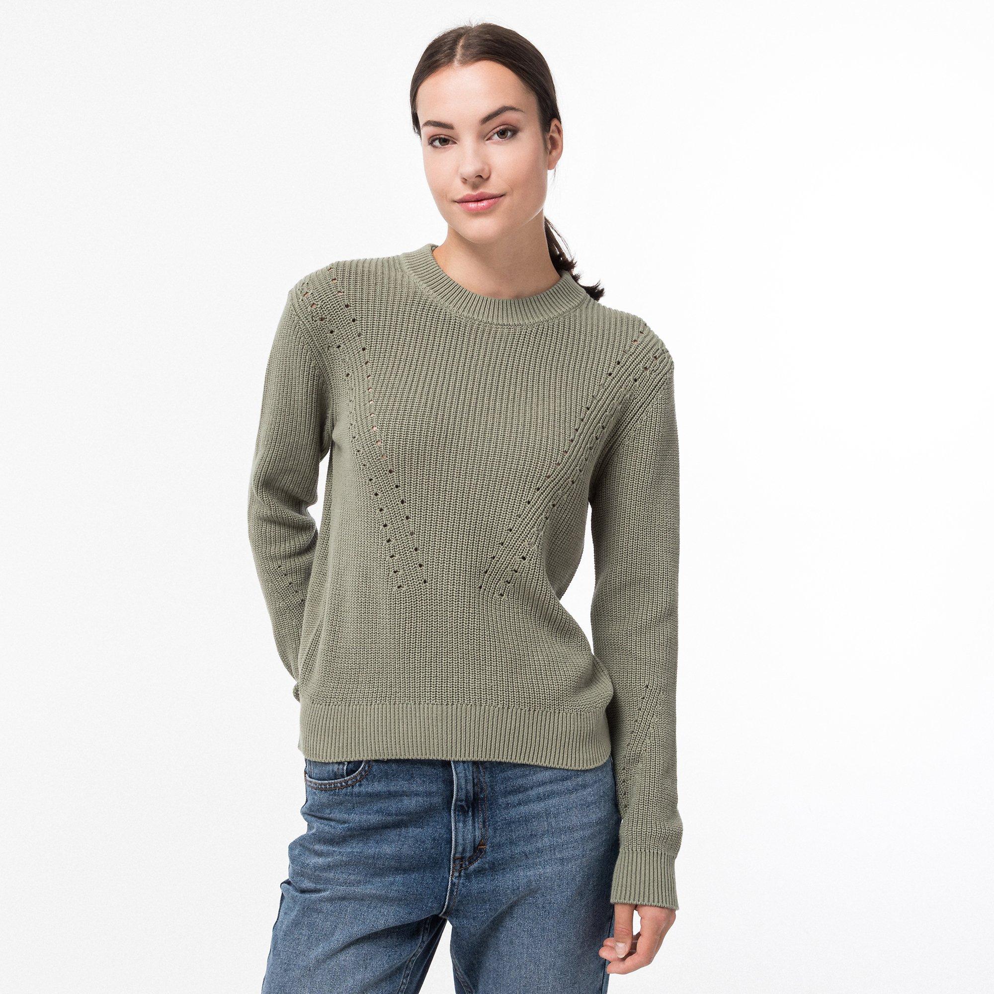 Image of Pullover, Rundhals, Langarm Damen Militärgrün M