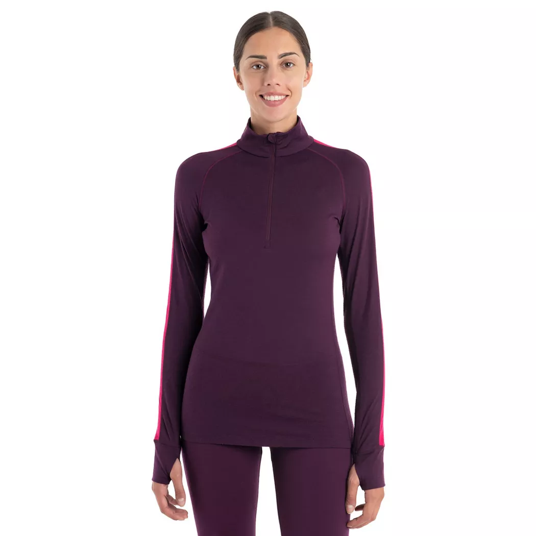 Icebreaker Mer ZoneKnit 200 LS Half Zip Base Layer Aubergine XS