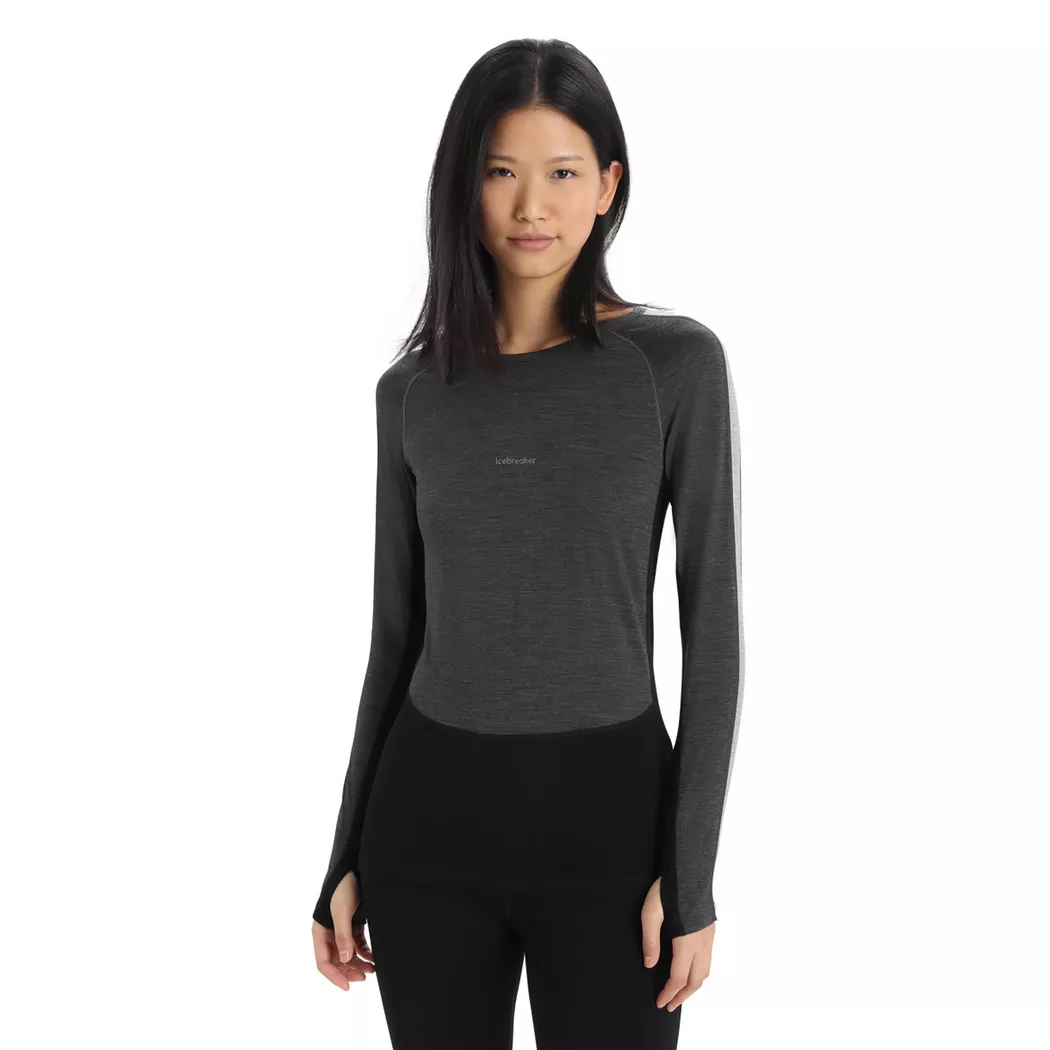 Icebreaker Women Merino 200 ZoneKnit LS Crewe Grey Melange M