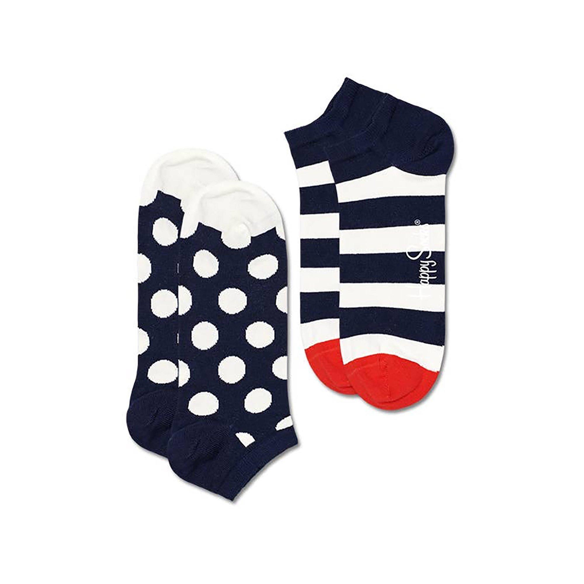 Happy Socks 2-Pack Big Dot Stripe Low Sock Calze, multi-pack 