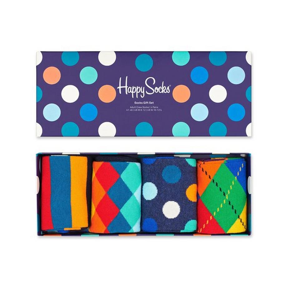Happy Socks Lot de 4 Chaussettes Multicolores Coffret Cadeau  
