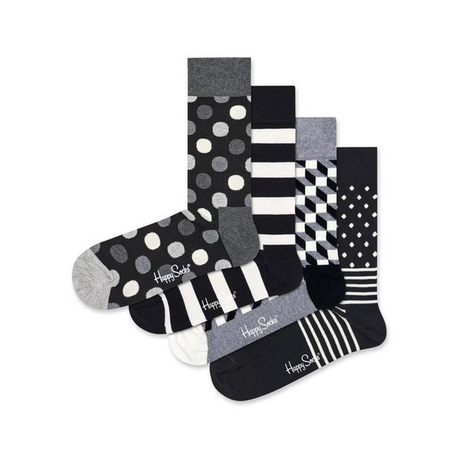 Happy Socks 4er-Pack Classic Black & White Waden Socken  