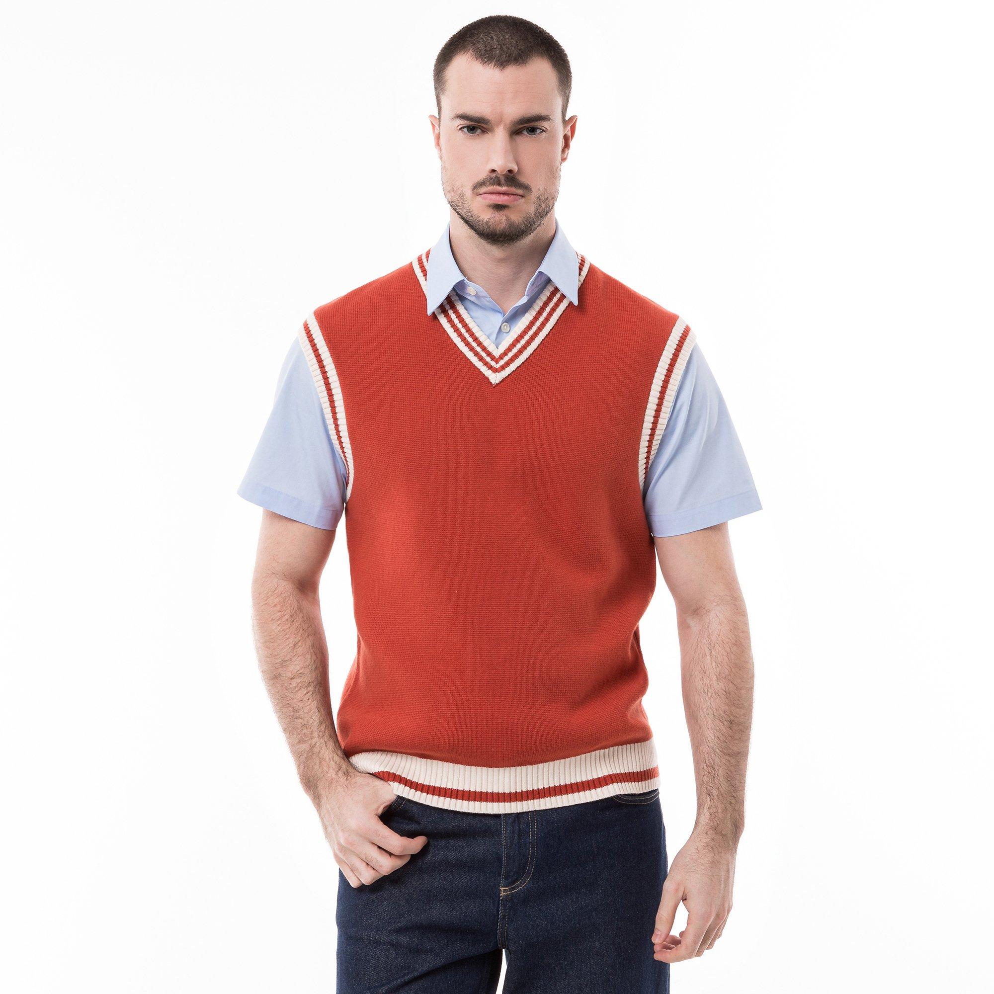 Image of Pullover, V-neck Herren Orange M