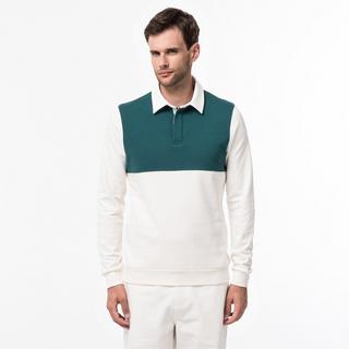 Manor Man Color Block Langarm Polo Sweatshirt  