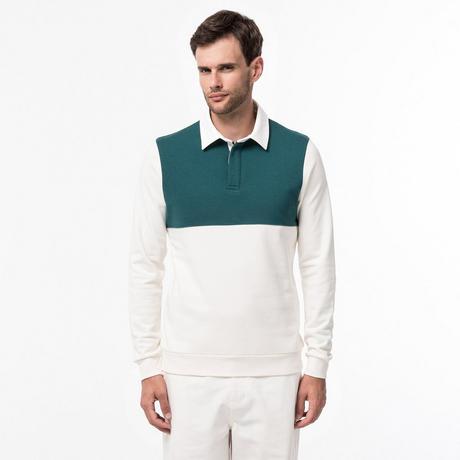 Manor Man Color Block Manches Longues Polo Sweat-shirt  