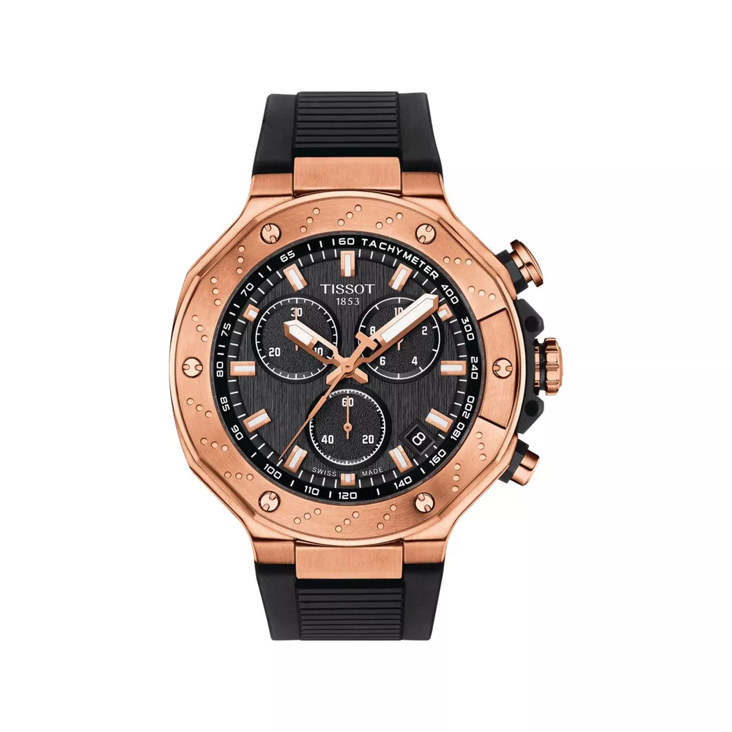 Tissot T-Race Chronograph Black Dial Rubber Strap Men's Watch T141.417.37.051.00 gold  male 2