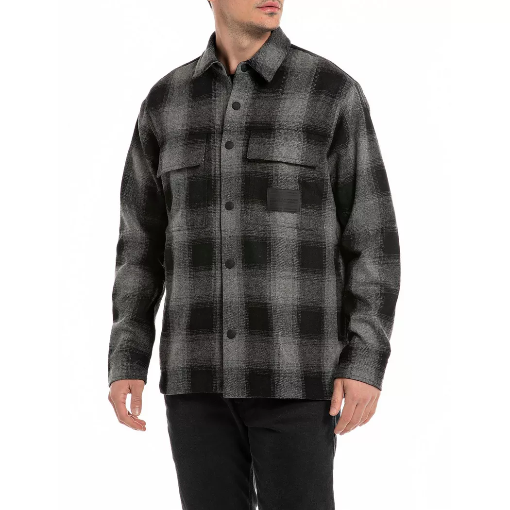 Replay - Overshirt, für Herren, Grau, Größe M