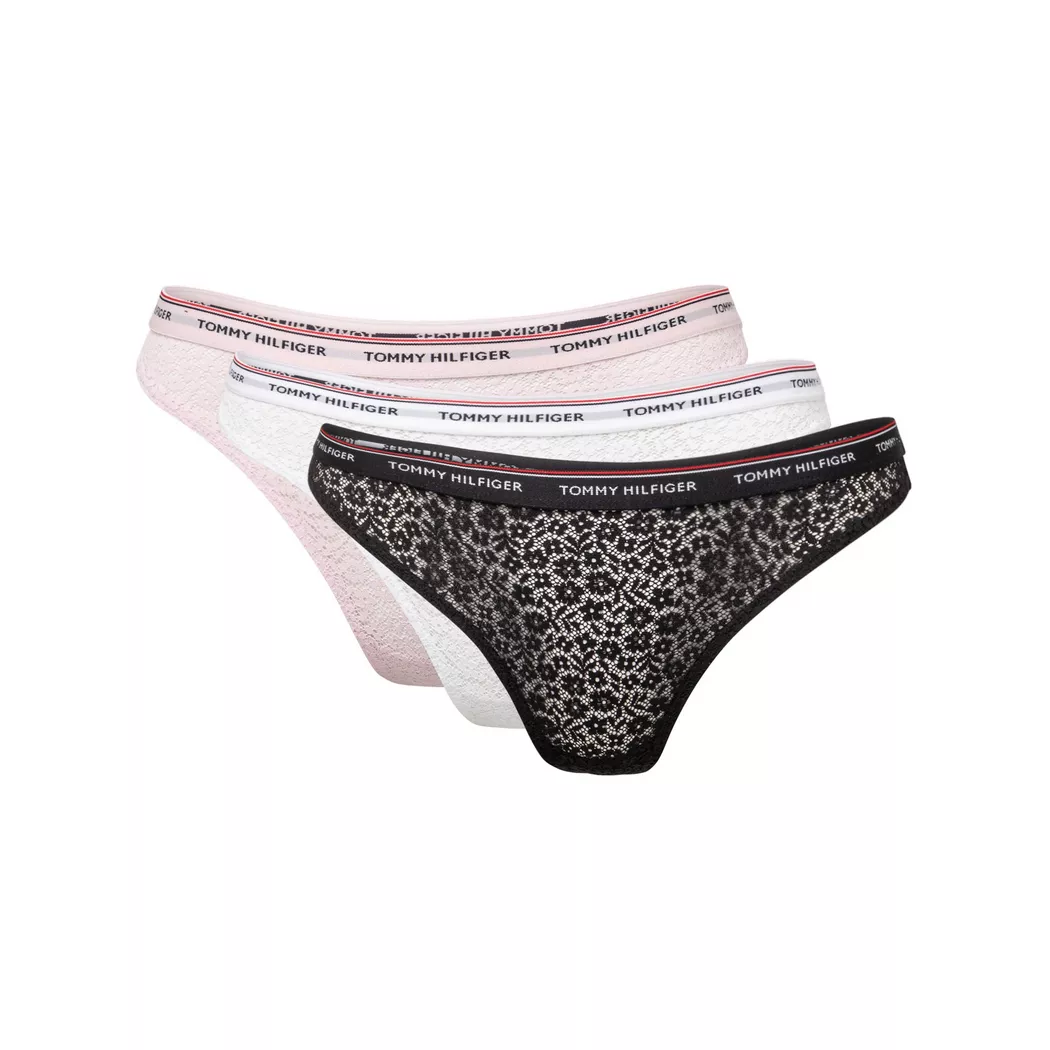 Tommy Hilfiger String Premium Essentials 3 Unités Black / White / Light Pink S Femme
