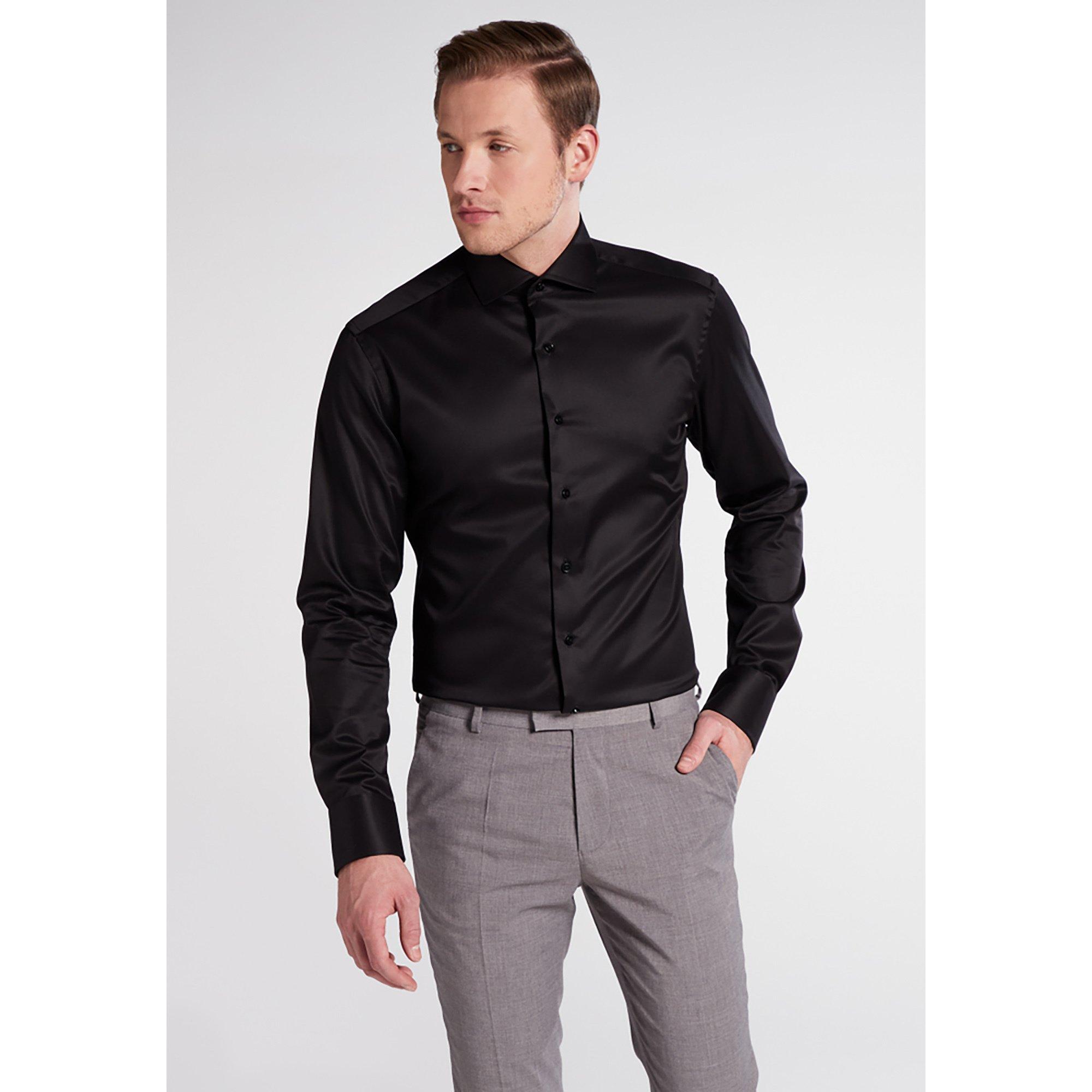 Image of Hemd, Slim Fit, Langarm Herren Black 38