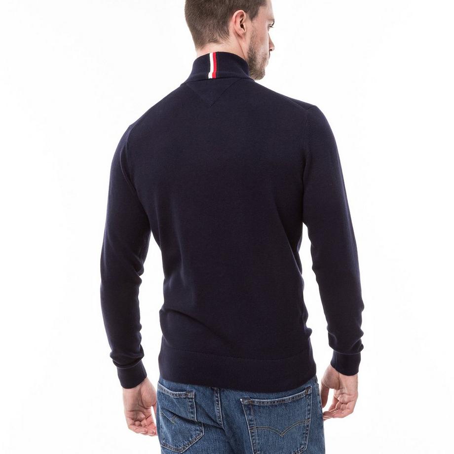TOMMY HILFIGER Pima Cotone Biologico Cashmere Zip Mock Pullover  