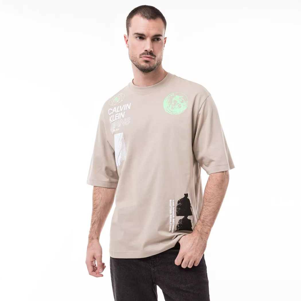 Calvin Klein Jeans T-shirt à Manches Courtes Lv04rb862g Chalk S Homme