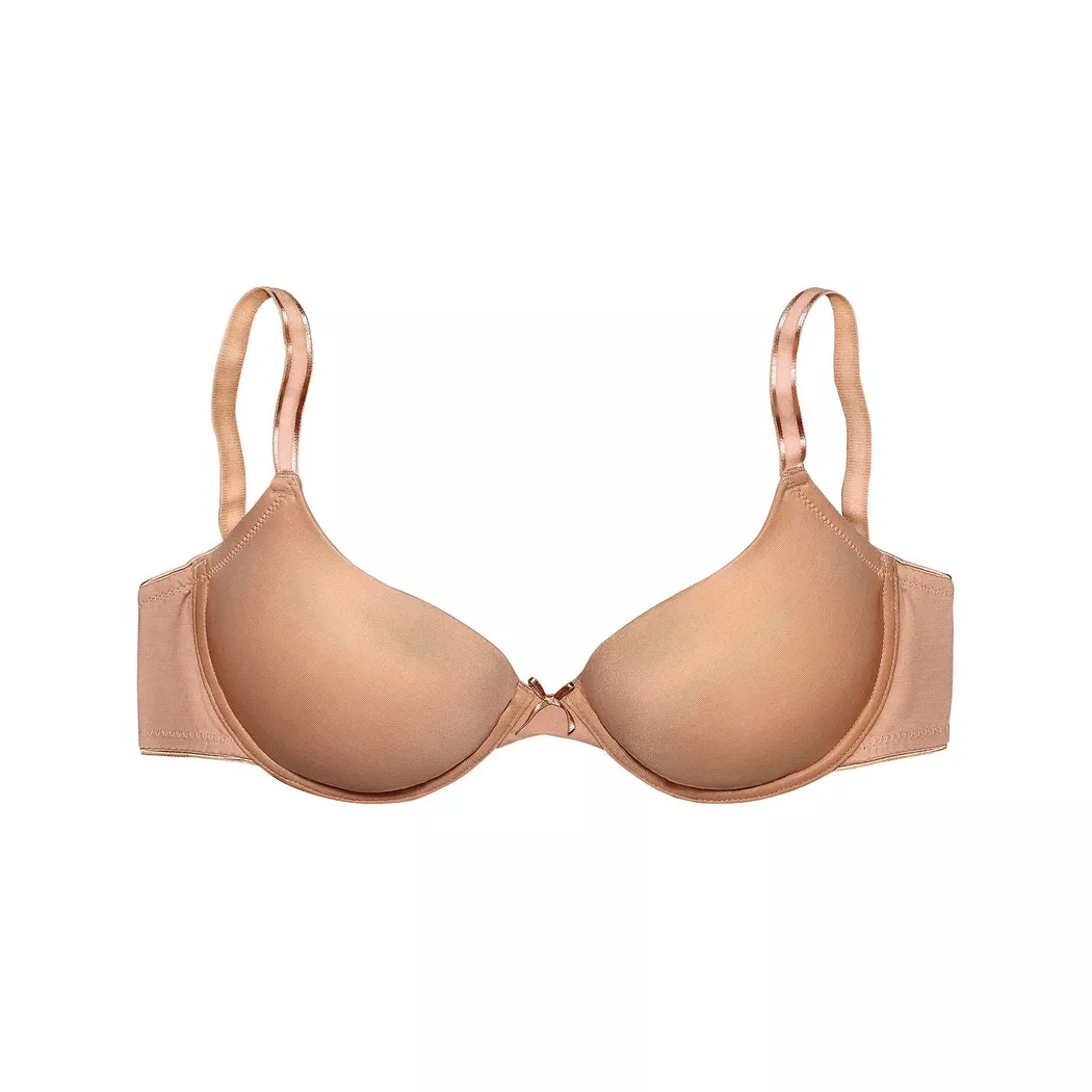 Schalen-BH LASCANA "Ela - perfect basic", Damen, Gr. 70, Cup A, braun (nougat), Microtouch, Obermaterial: 82% Polyamid (TACTEL), 18% Elasthan (LYCRA), Basic, BHs Schalen-BH, mit Bügel aus seidiger Microfaser, Topseller