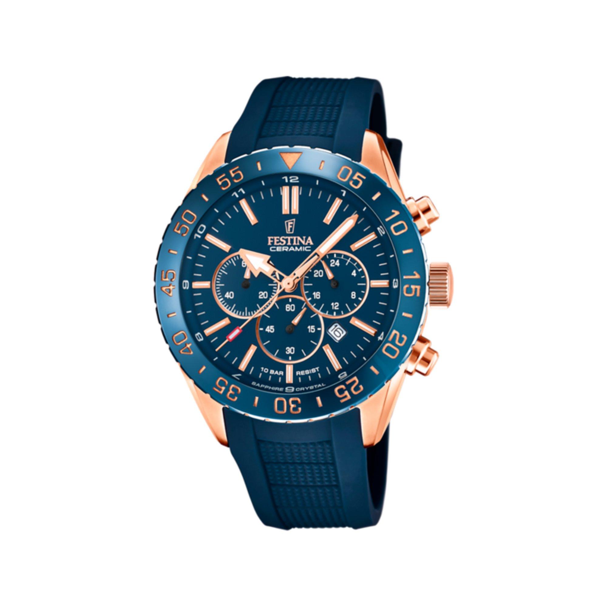 Image of Chronograph Uhr Damen Blau 34mm