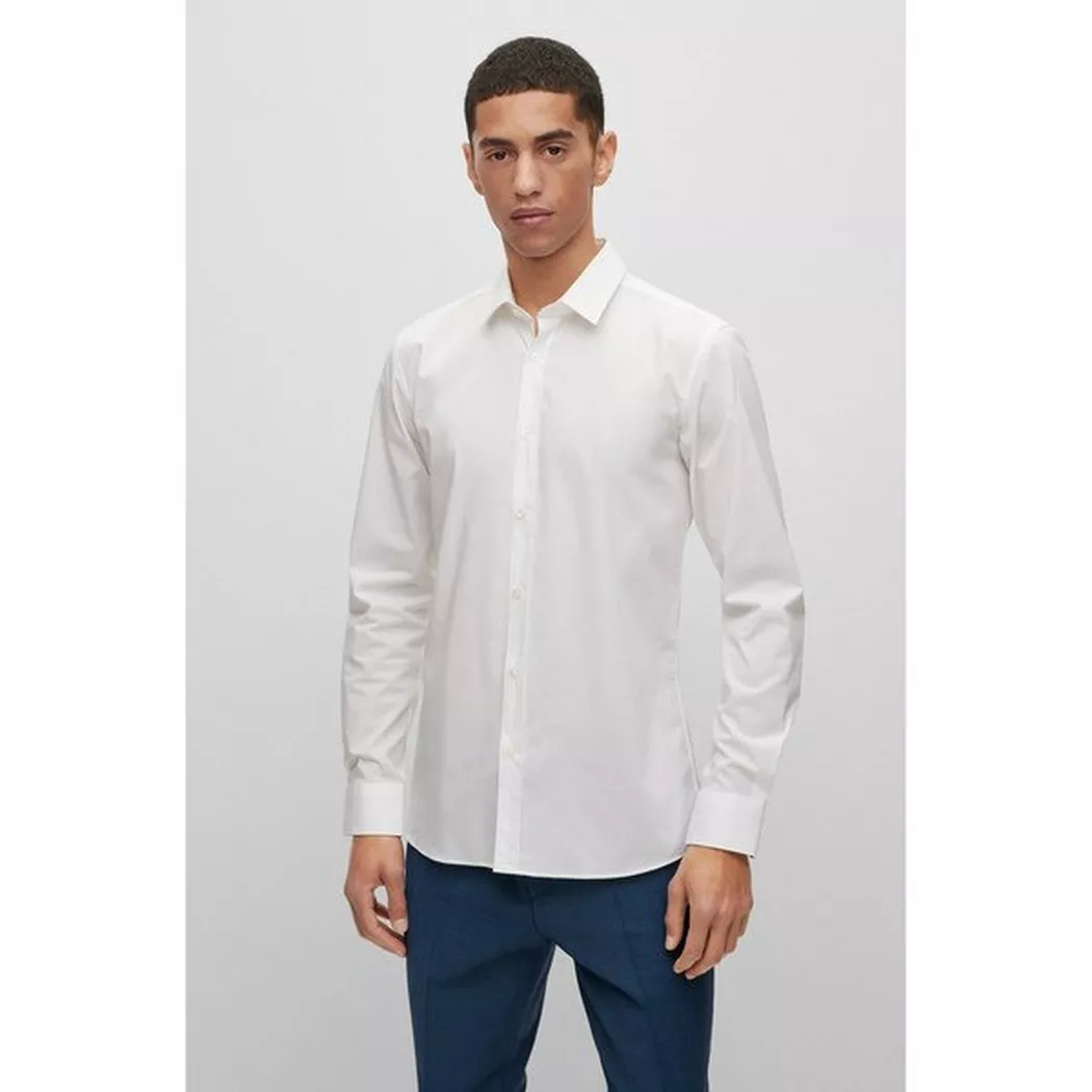 Hugo Chemise à Manches Longues Elisha Open White 41 Homme