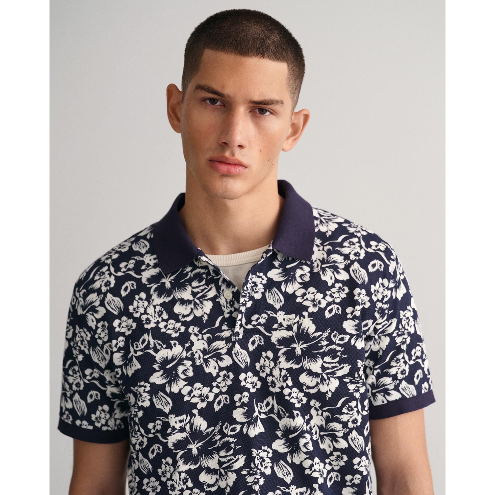 GANT Polo Pique Imprimé Floral Manches Courtes  