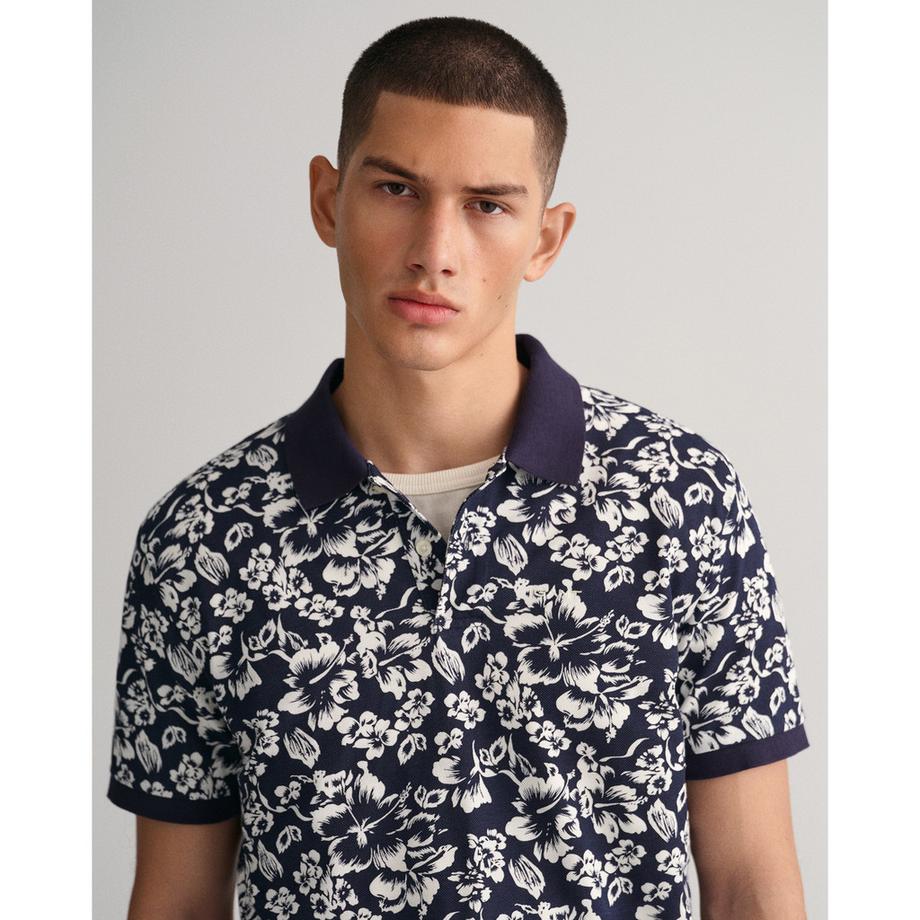 GANT Floral Print Pique Kurzarm Poloshirt  