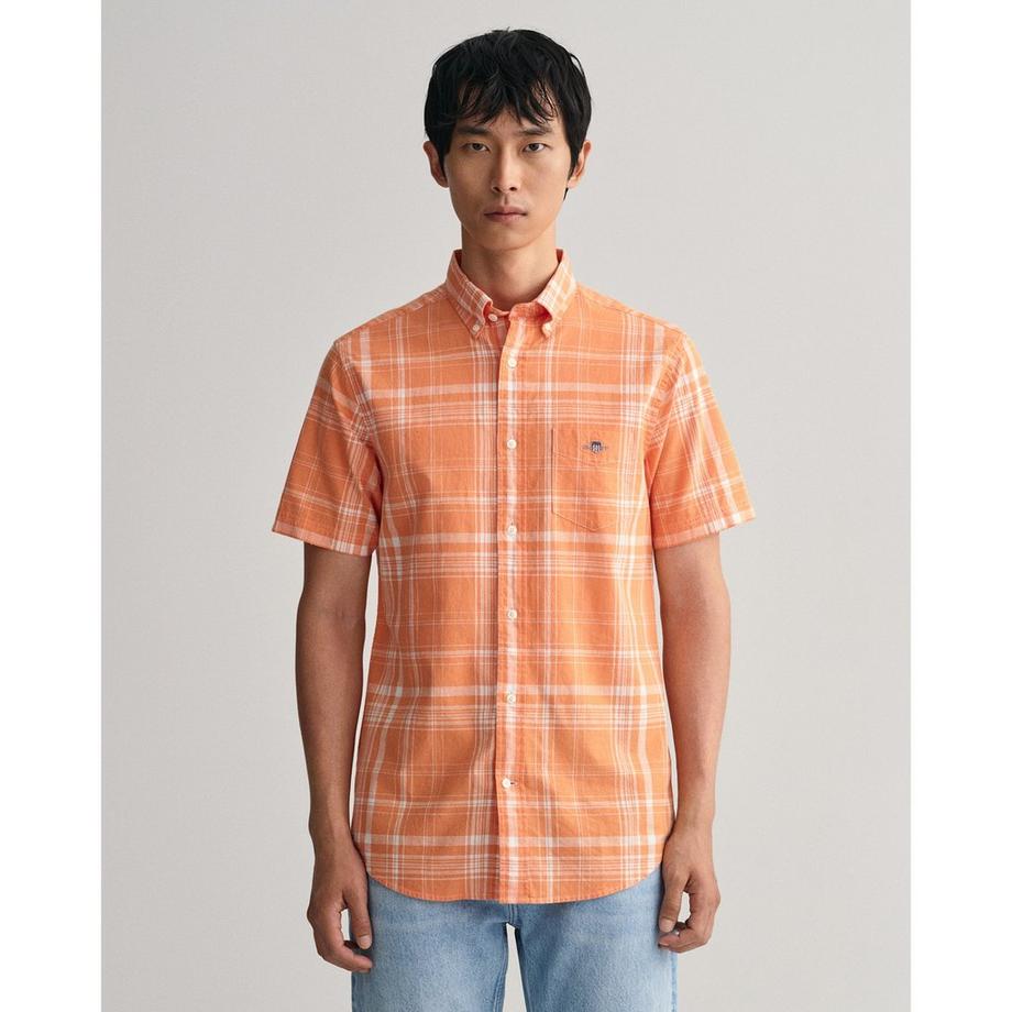 GANT Camicia Regular Cotton Linen Check Maniche Corte  