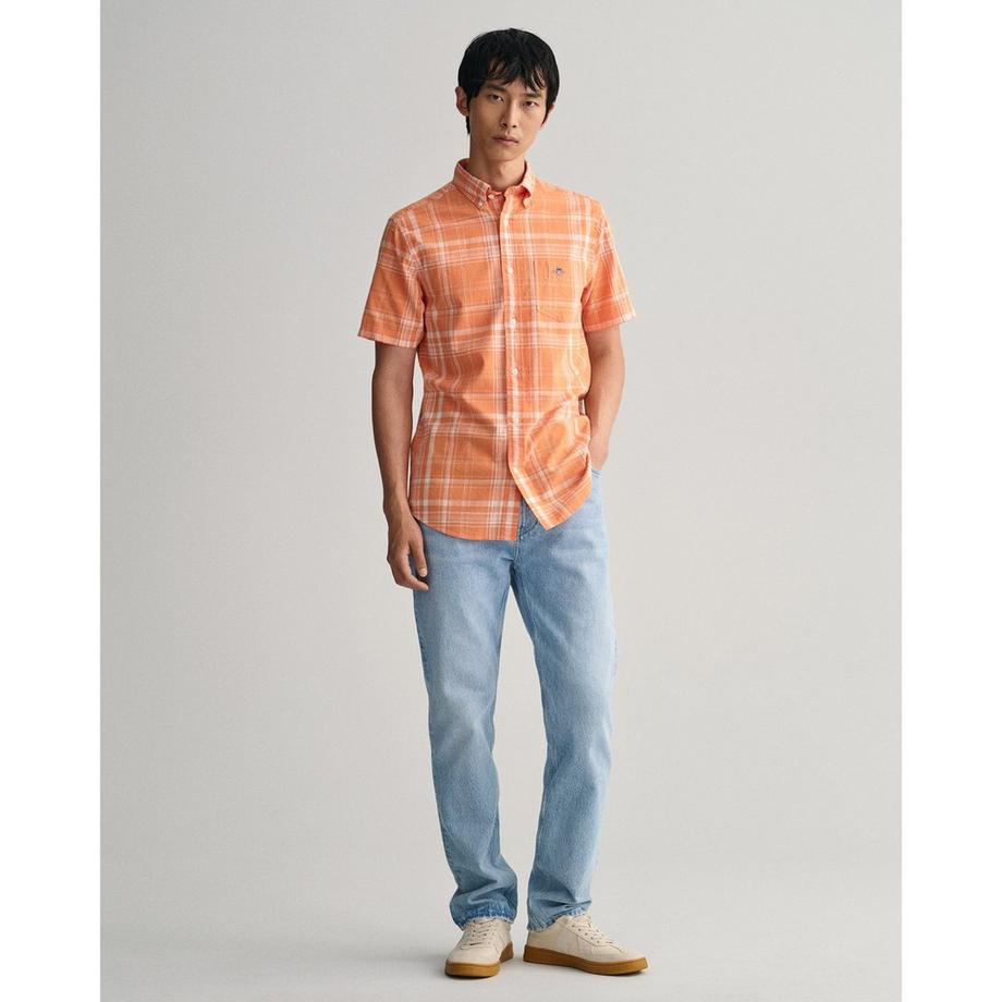 GANT Camicia Regular Cotton Linen Check Maniche Corte  