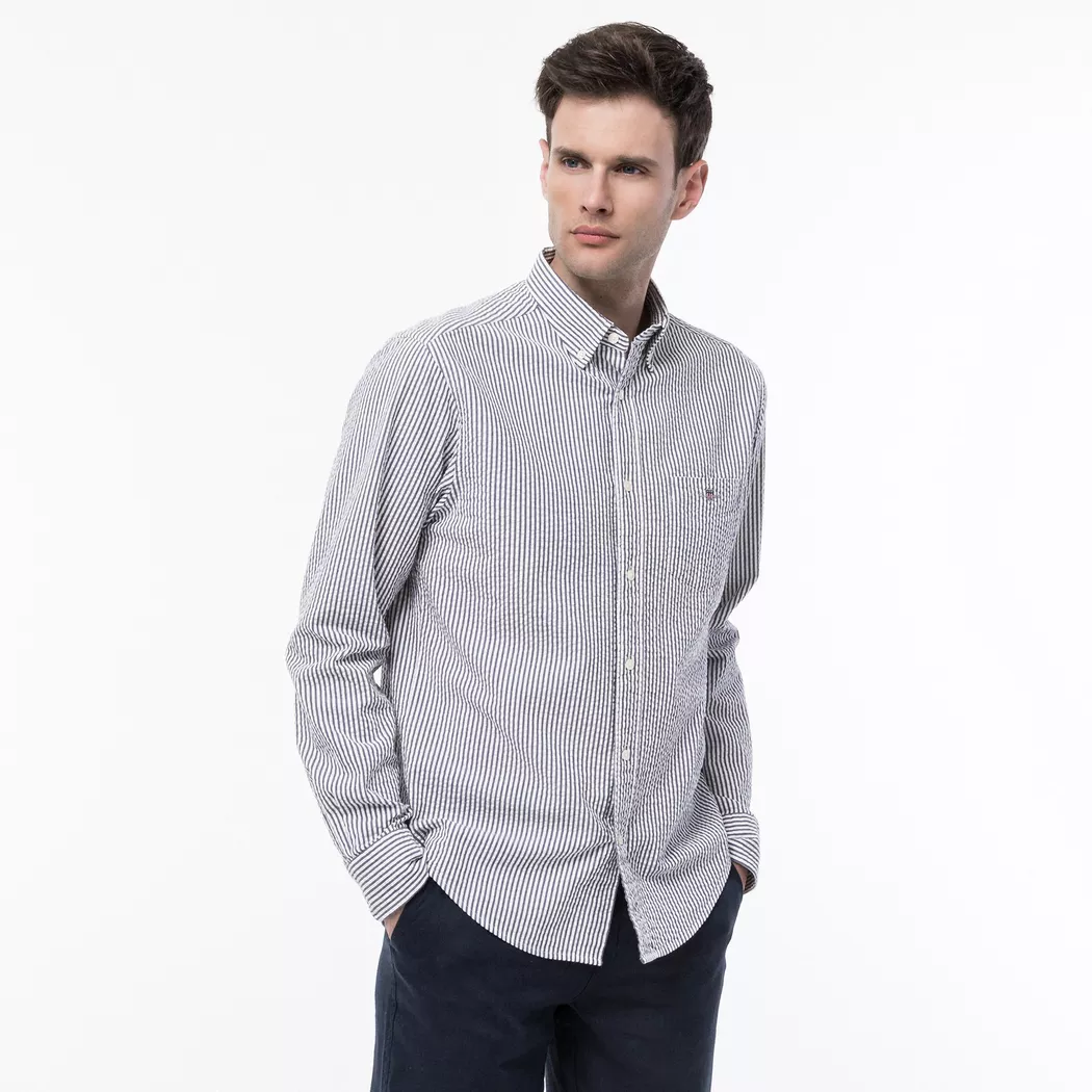 Gant pour homme. 3000200 Chemise Oxford à coupe régulière bleu (S), Casuel, Coton, Classique, Manche longue