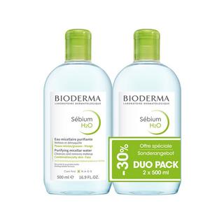 BIODERMA OS Sebium H20 Duo Duo-pack Sébium H2O Eau micellaire nettoyante, purifiante et démaquillante Peaux mixtes à grasses 